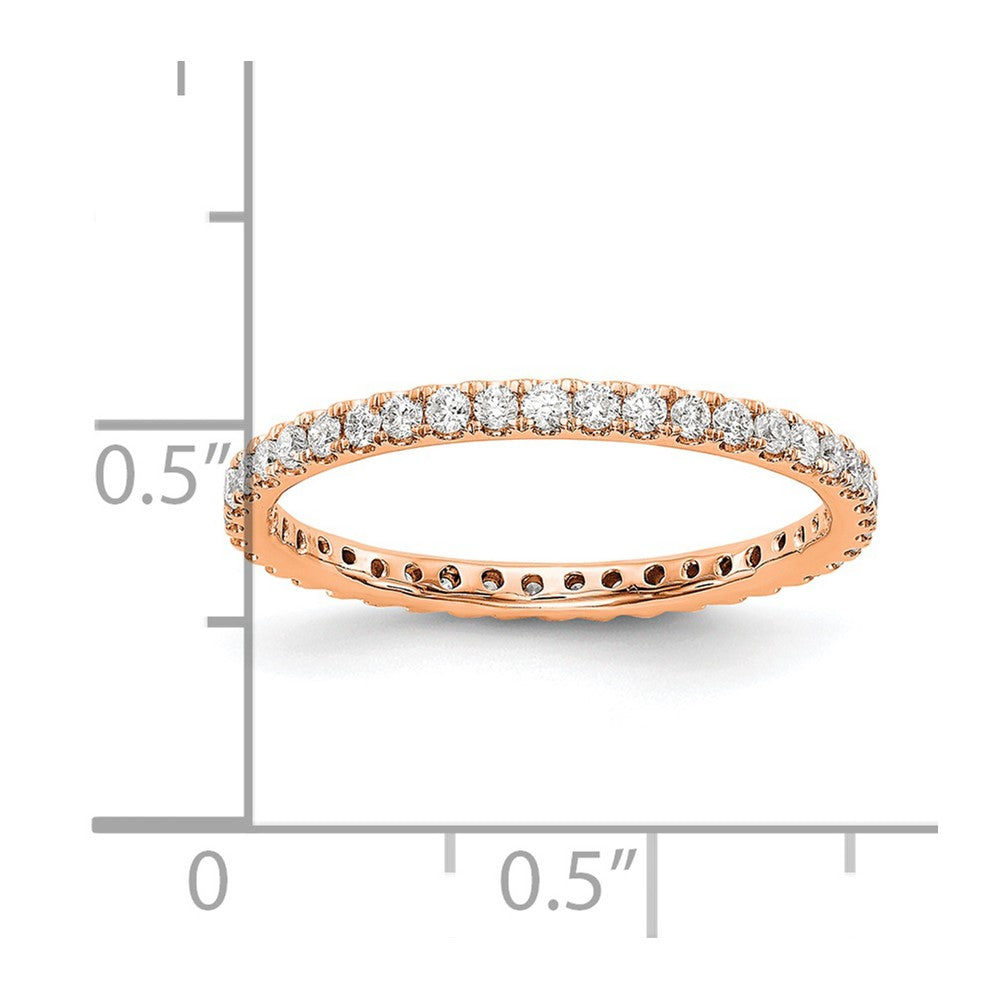 14K Rose Gold Polished Size 7 U-Shared Prong 1/2 carat Diamond Complete Eternity Wedding Band Ring