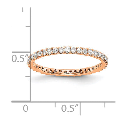 14K Rose Gold Polished Size 7 U-Shared Prong 1/2 carat Diamond Complete Eternity Wedding Band Ring