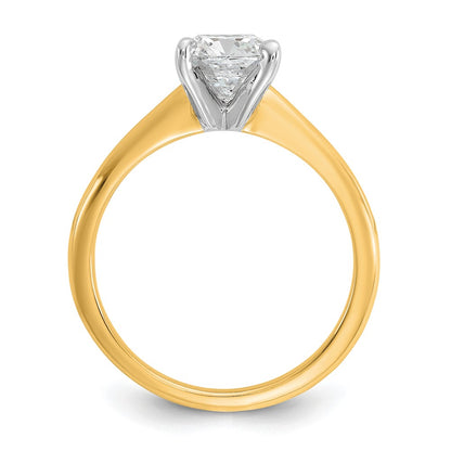 14K Two-Tone Gold Two-tone 1 1/2 carat Lab Grown Diamond VS+ F+ Cushion Complete Solitaire Engagement Ring