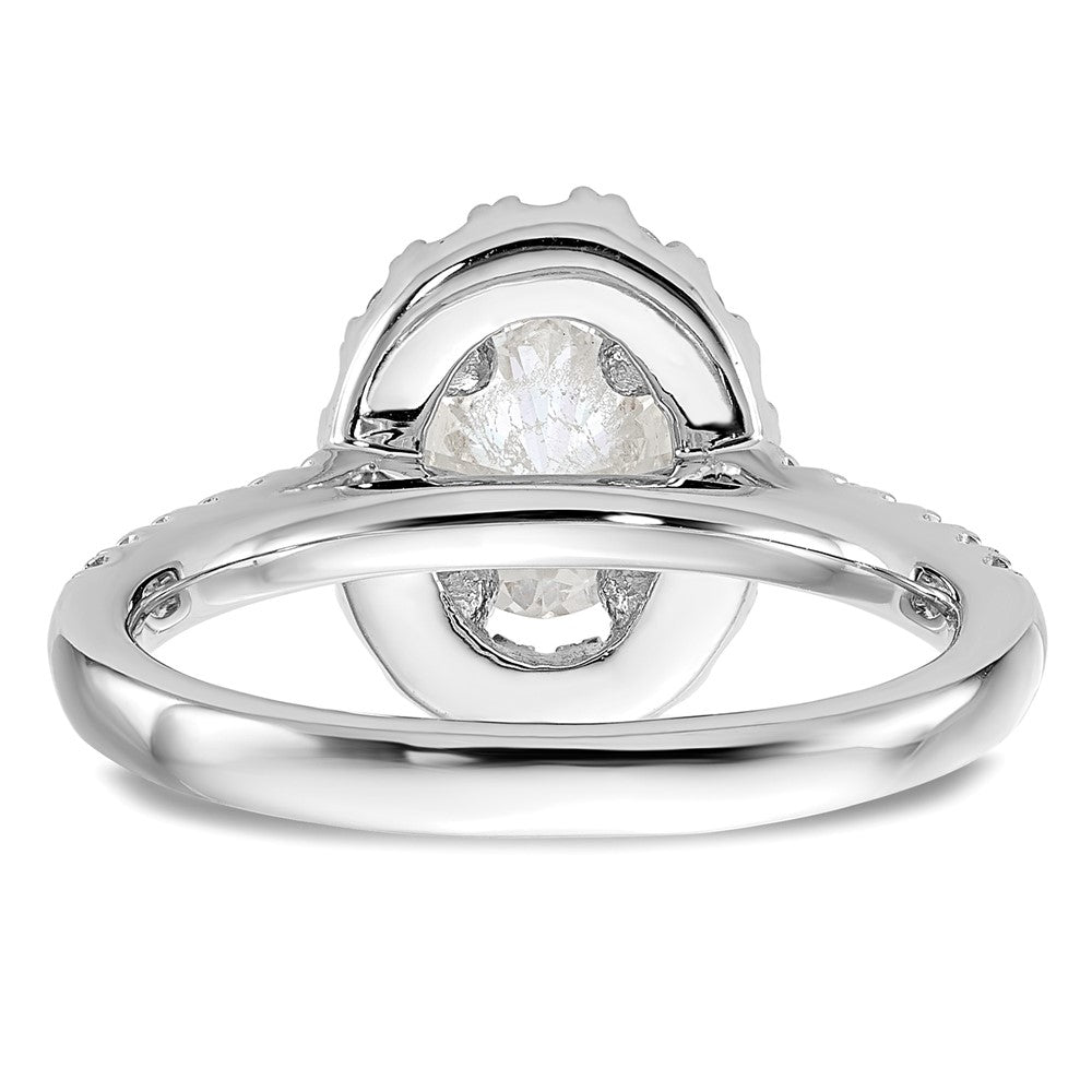 14K White Gold Halo Plus (Holds 1 carat (8.0x5.5mm) Oval Center) 1/2 carat Diamond Semi-Mount Engagement Ring