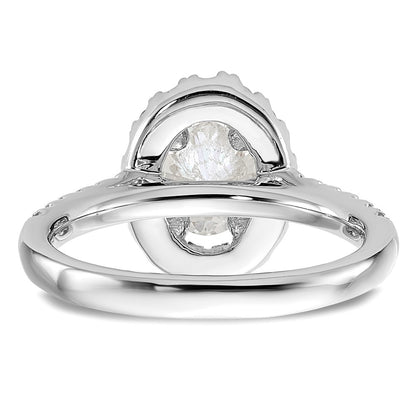 14K White Gold Halo Plus (Holds 1 carat (8.0x5.5mm) Oval Center) 1/2 carat Diamond Semi-Mount Engagement Ring