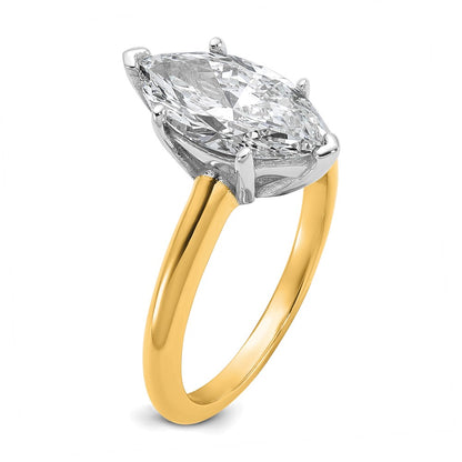 14K Two-Tone Gold Two-tone 2 1/2 carat Lab Grown Diamond VS+ F+ Marquise Solitaire Complete Engagement Ring