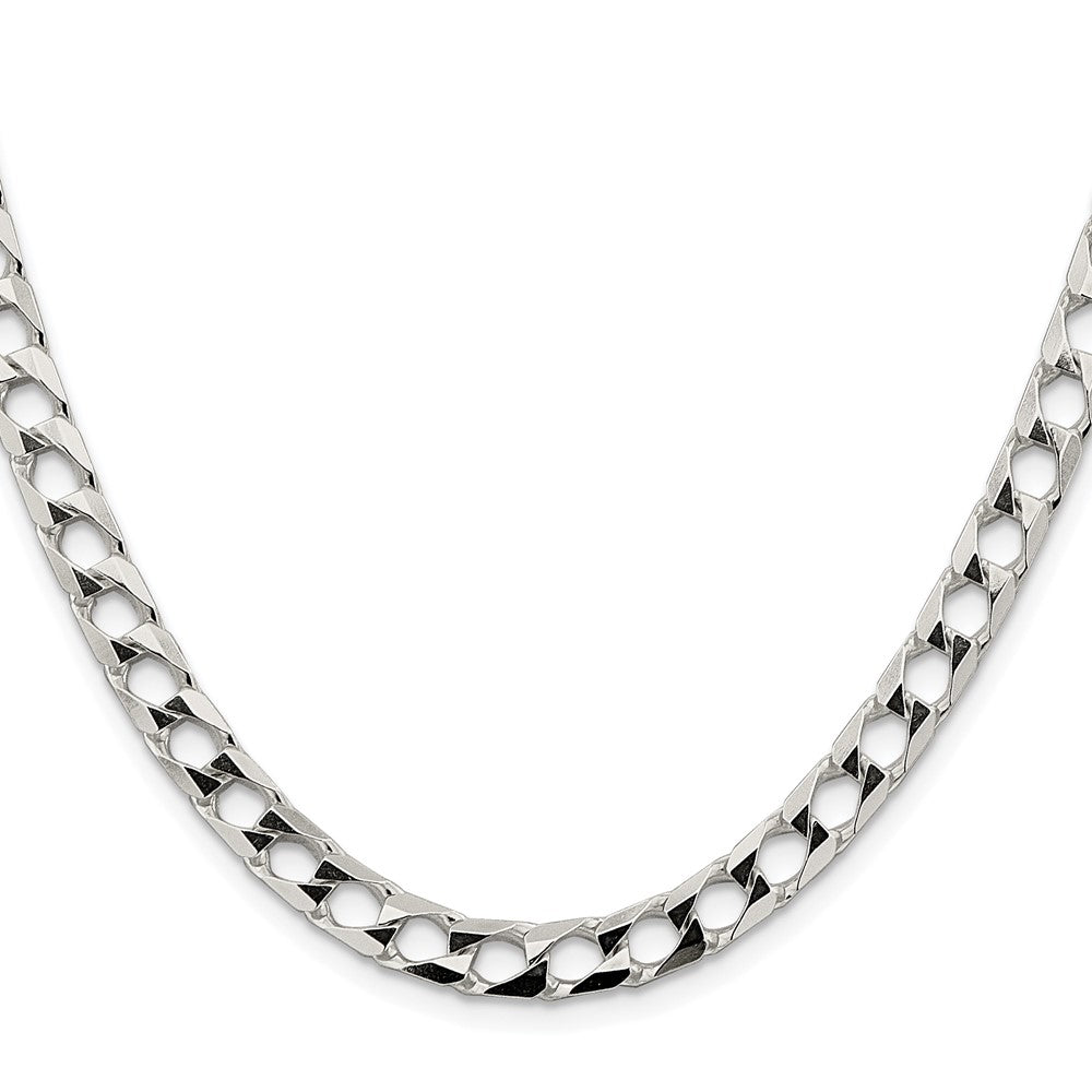 Sterling Silver Rhodium-plated 6.25mm D/C Square Curb 22 Inch Chain
