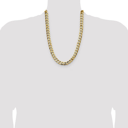 14K Yellow Gold 11.3mm Semi-Solid Curb 24 Inch Chain