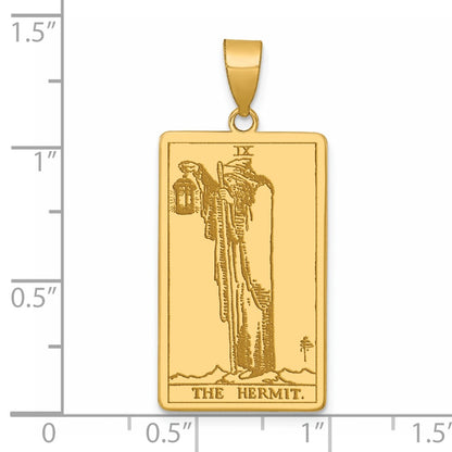 14K Yellow Gold The Hermit Tarot Card Pendant