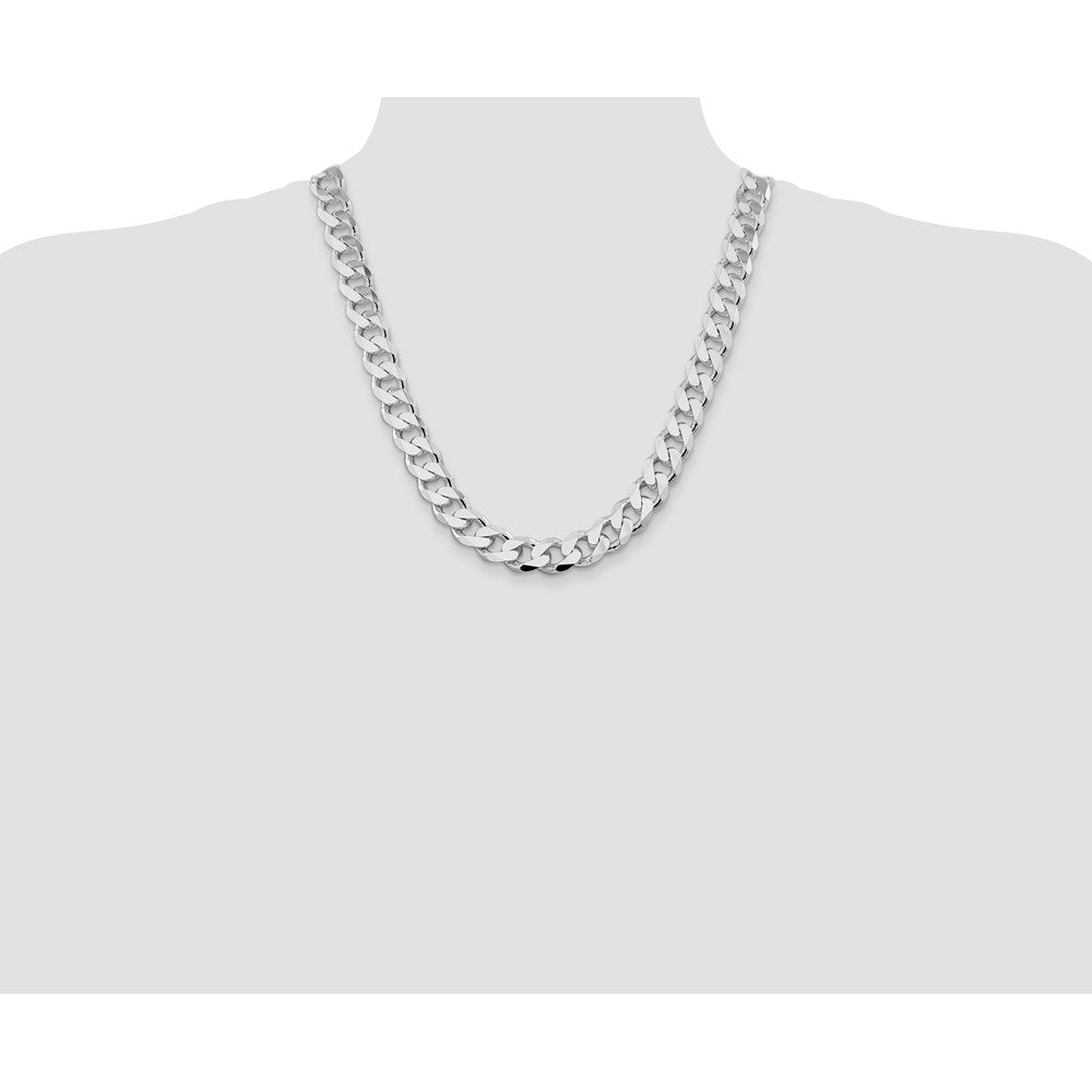 Sterling Silver Rhodium-plated 13mm Curb 22 Inch Chain
