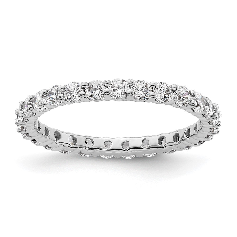 14K White Gold Polished Size 6.5 Shared Prong 1 carat Diamond Complete Eternity Wedding Band Ring