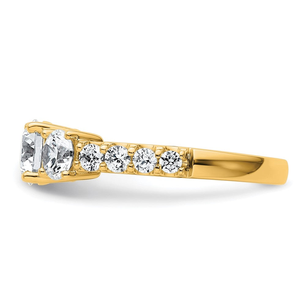 True Origin 14K Yellow Gold 2 carat Lab Grown Diamond VS+ F+ Complete Round Three Stone Ring