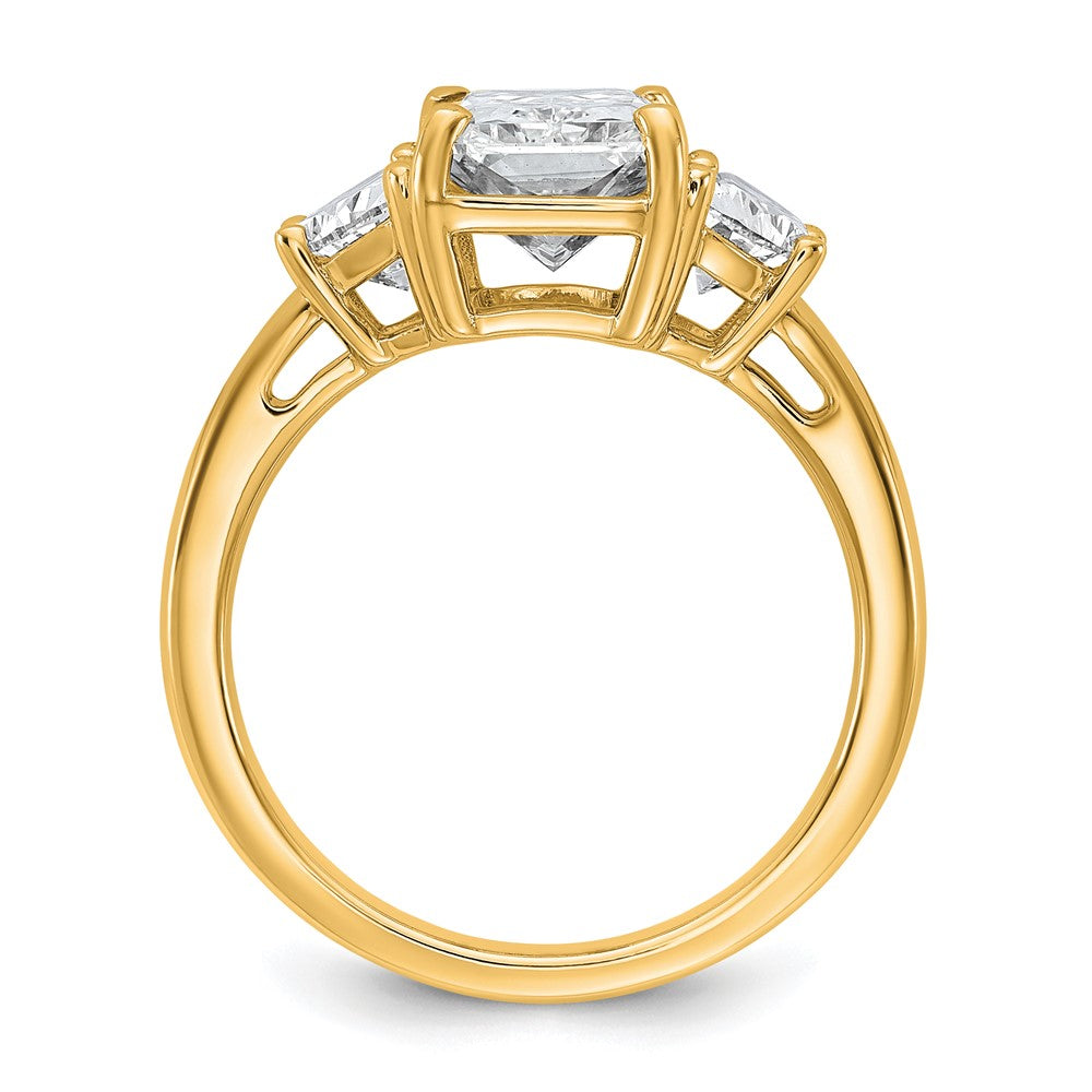 14K Yellow Gold 1 carat Lab Grown Diamond VS/SI+ G+ Half Moon 3 carat Radiant Center Semi Mount Engagement Ring