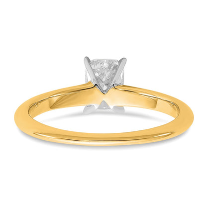 14K Two-Tone Gold Two-tone 3/4 carat Lab Grown Diamond VS+ F+ Radiant Solitaire Complete Engagement Ring