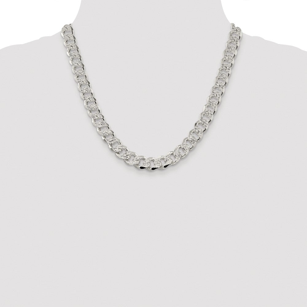 Sterling Silver Rhodium-plated 11.0mm Pav‚ Curb 20 Inch Chain