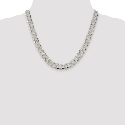 Sterling Silver Rhodium-plated 11.0mm Pav‚ Curb 20 Inch Chain