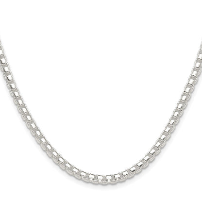 Sterling Silver Polished 4mm Round Box 30 Inch Chain