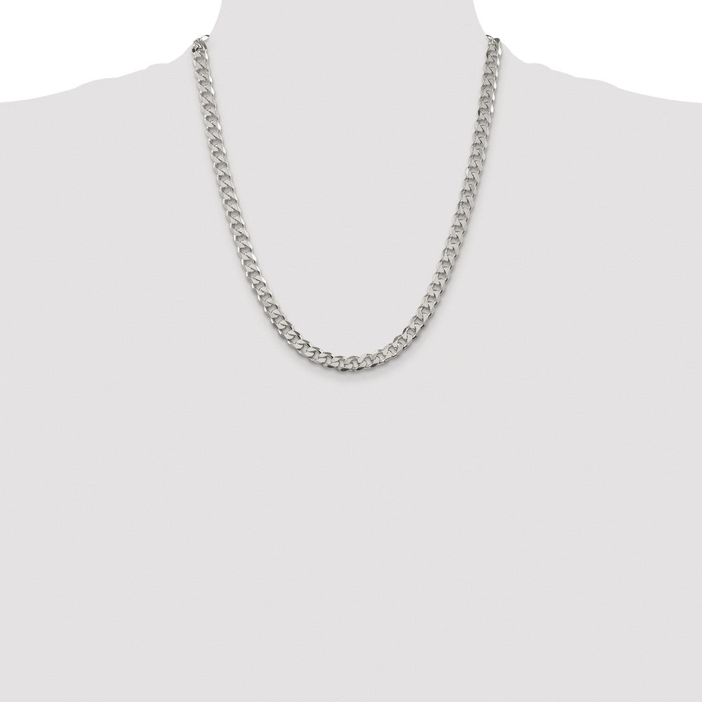 Sterling Silver Rhodium-plated 7mm Pav‚ Curb 22 Inch Chain