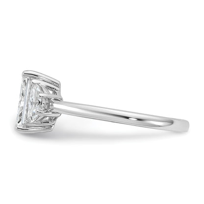 14K White Gold 1/2 carat Lab Grown Diamond VS+ F+ Half Moon 1 1/2 carat Radiant Center Semi Mount Engagement Ring