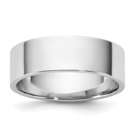14k White Gold 6.5mm LTW Flat Wedding Band Ring