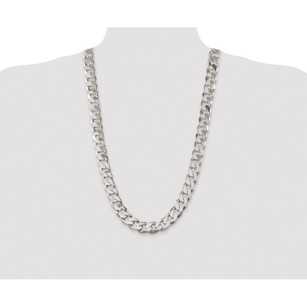 Sterling Silver Rhodium-plated 14.5mm Curb 28 Inch Chain