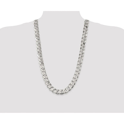 Sterling Silver Rhodium-plated 14.5mm Curb 28 Inch Chain