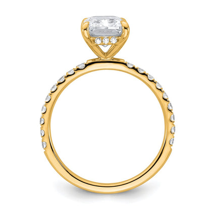 14K Yellow Gold 2 3/8 carat Certified Lab Grown Diamond VS/SI+ G+ Radiant Complete Solitaire with Flair Engagement Ring
