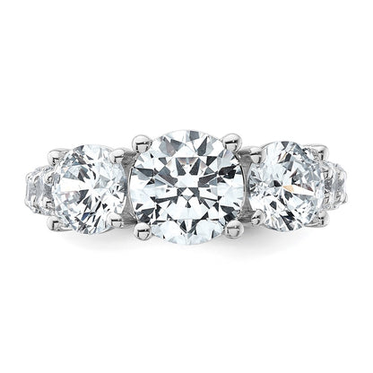 14K White Gold 5 carat Lab Grown Diamond VS/SI+ G+ Round Complete Three Stone Engagement Ring