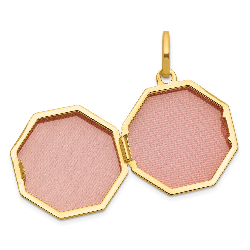 14K Yellow Gold Polished with Beaded Border 18mm Octagon Shaped Locket