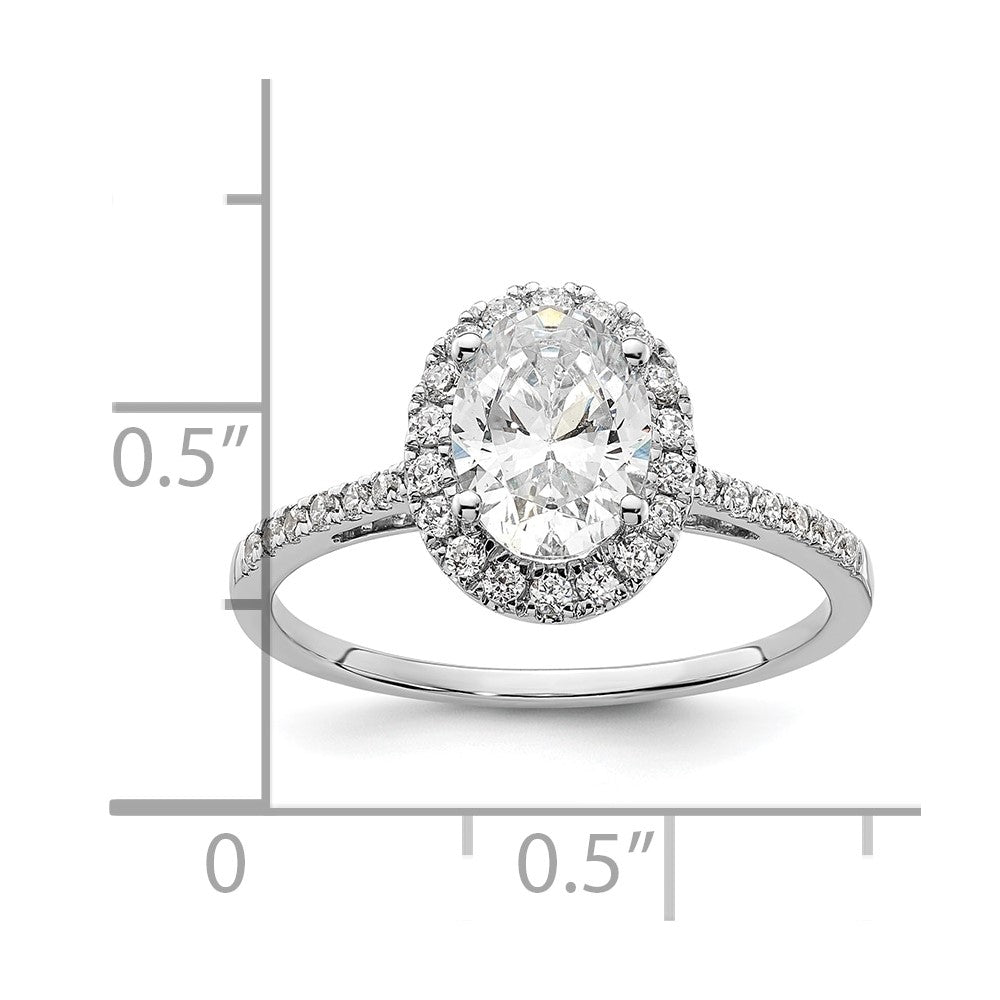 14K White Gold Halo (Holds 1.5 carat (8x6mm) Oval Center) 1/3 carat Diamond Semi-mount Engagement Ring