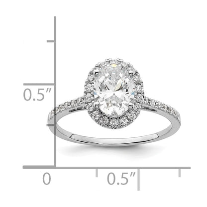 14K White Gold Halo (Holds 1.5 carat (8x6mm) Oval Center) 1/3 carat Diamond Semi-mount Engagement Ring