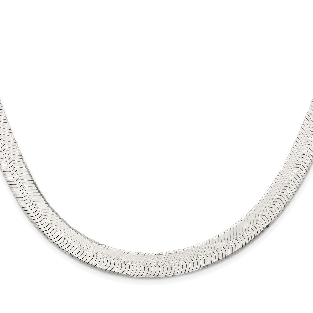 Sterling Silver Rhodium-plated 10.5mm Magic Herringbone 24 Inch Chain