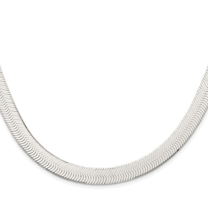 Sterling Silver Rhodium-plated 10.5mm Magic Herringbone 24 Inch Chain