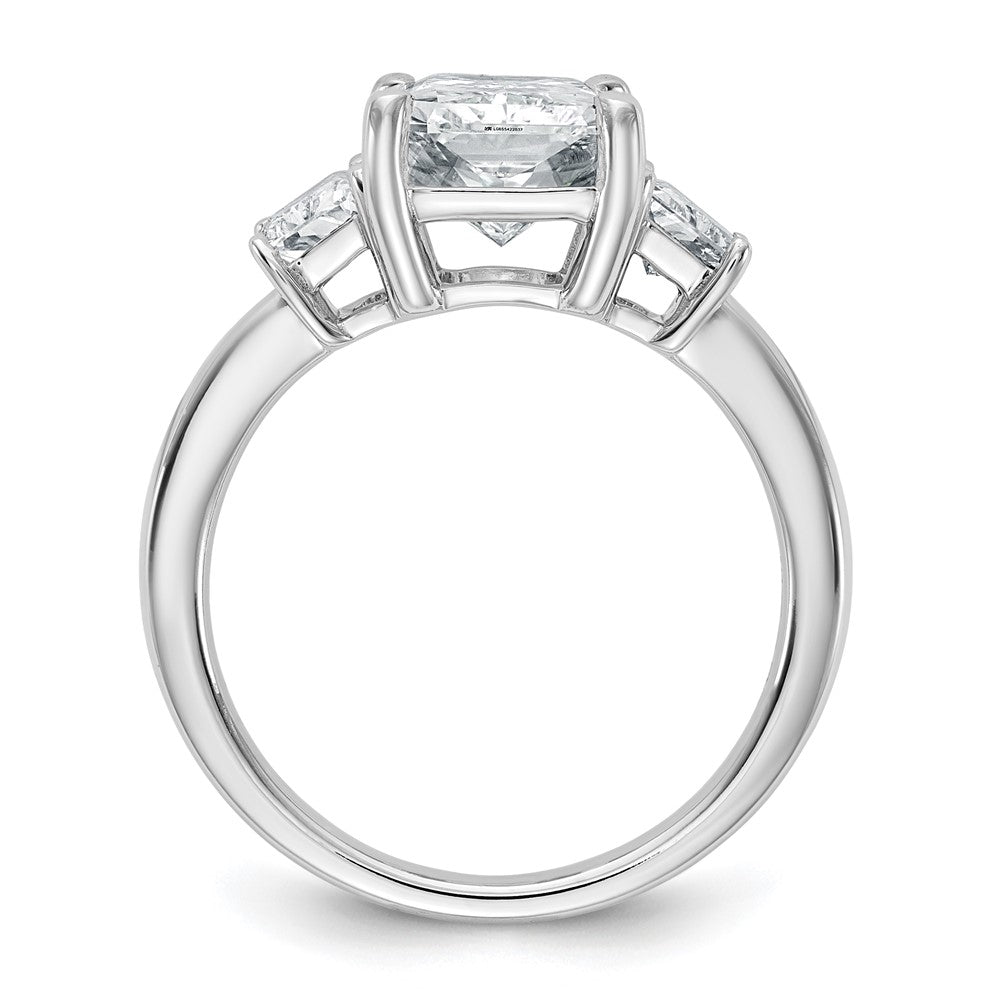 14K White Gold 1 carat Lab Grown Diamond VS+ F+ Trapezoid 3 carat Radiant Center Semi Mount Three Stone Engagement Ring