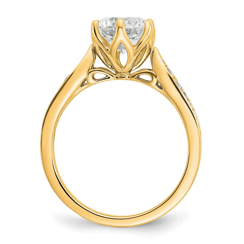 14K Yellow Gold Gold (Holds 1.5 carat (7.5mm) Round Center) 1/6 carat Diamond Semi-Mount Engagement Ring