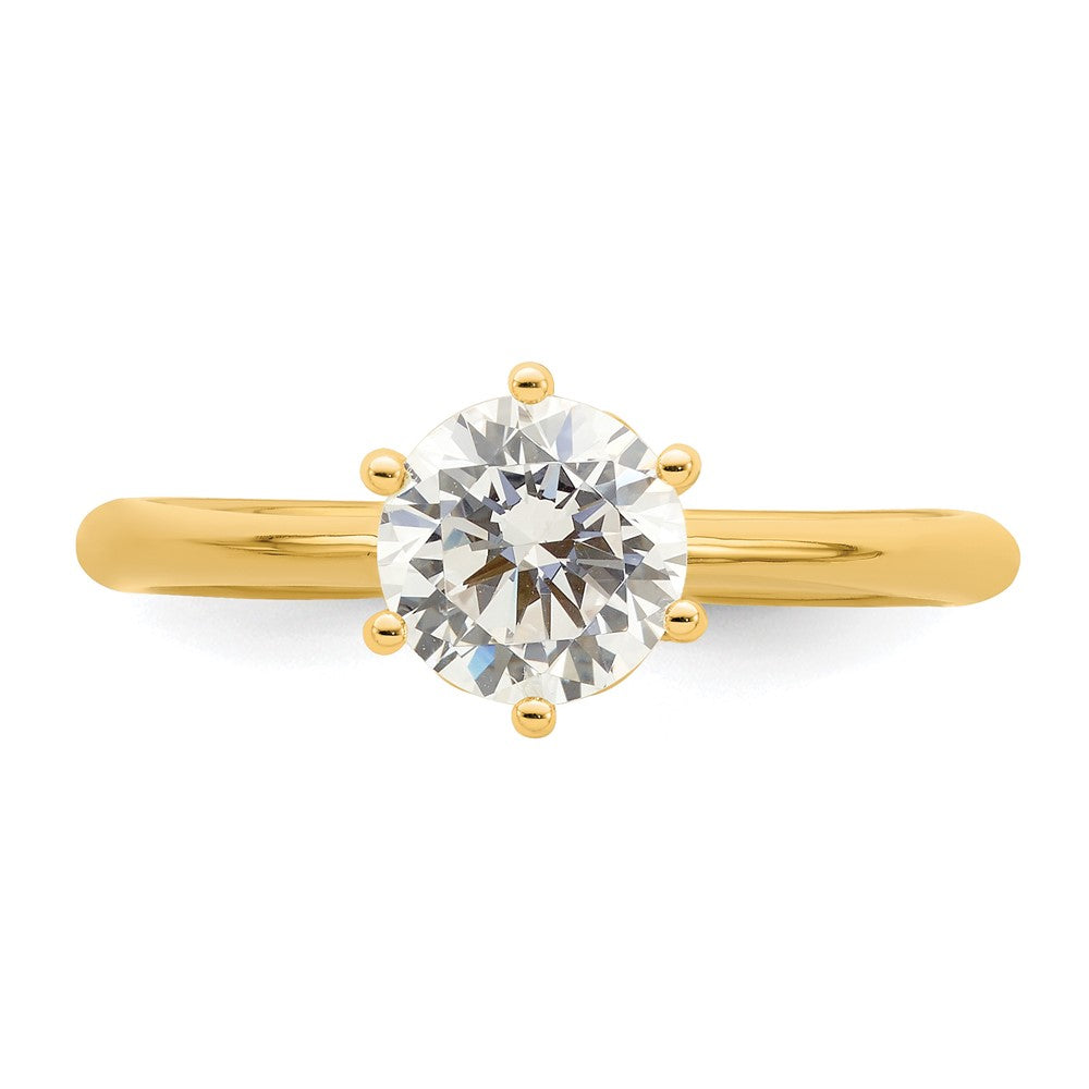 14K Yellow Gold (Holds 1 carat (6.50 mm) Round) 6-Prong with .02 carat Diamond Leaf Design Semi-Mount Engagement Ring