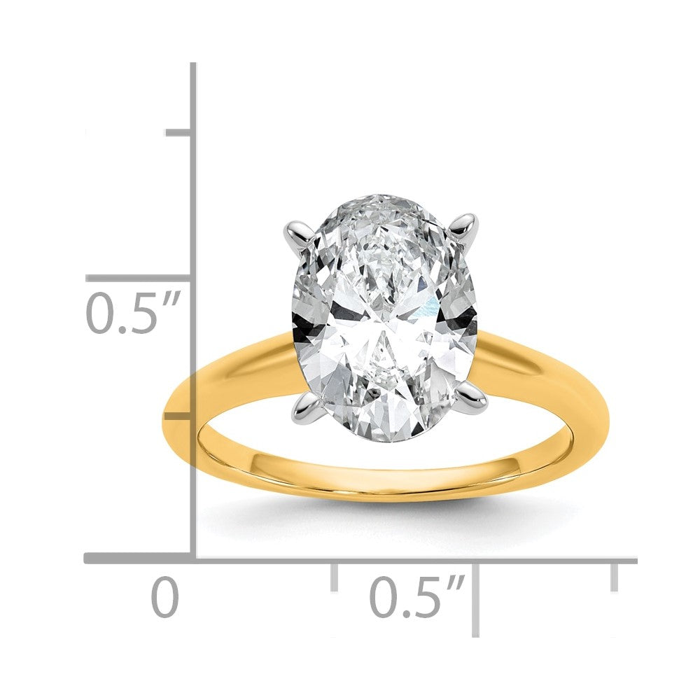 14K Two-Tone Gold 3 carat Certified Lab Grown Diamond VS+ F+ Oval Complete Solitaire Engagement Ring