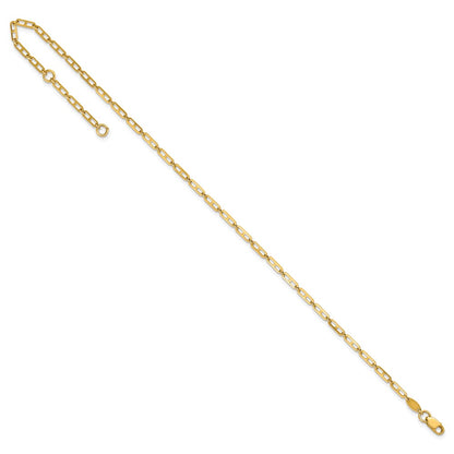 14K Yellow Gold Polished Anchor Link 9 Inch Plus 1 Inch Extender - Total 10 Inch Anklet