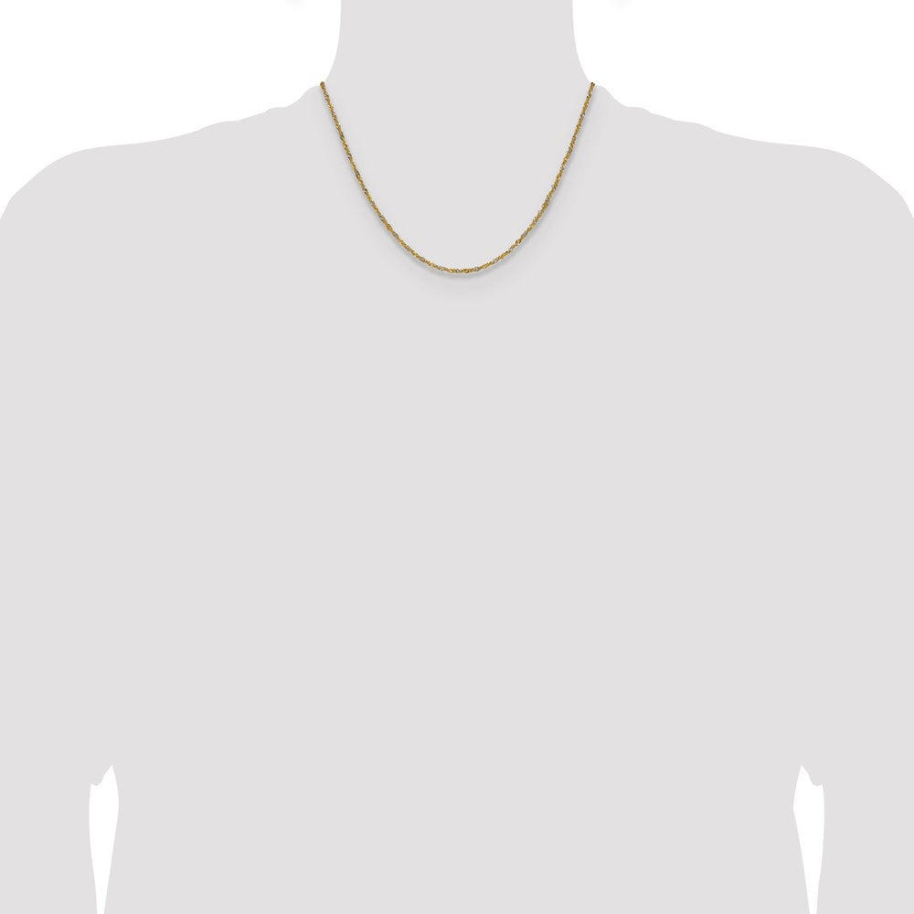 14K Yellow Gold with Rhodium 1.65mm Singapore 18 Inch Chain