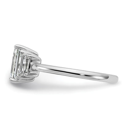 14K White Gold 2 carat Lab Grown Diamond VS+ F+ Complete Emerald and Trapezoid Engagement Ring