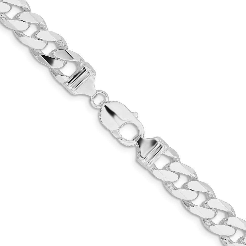 Sterling Silver Rhodium-plated 11mm Curb 24 Inch Chain