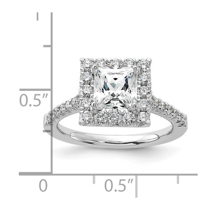 True Origin 14K White Gold 3/4 carat Lab Grown Diamond VS+ F+ Semi-Mount Princess Halo Engagement Ring