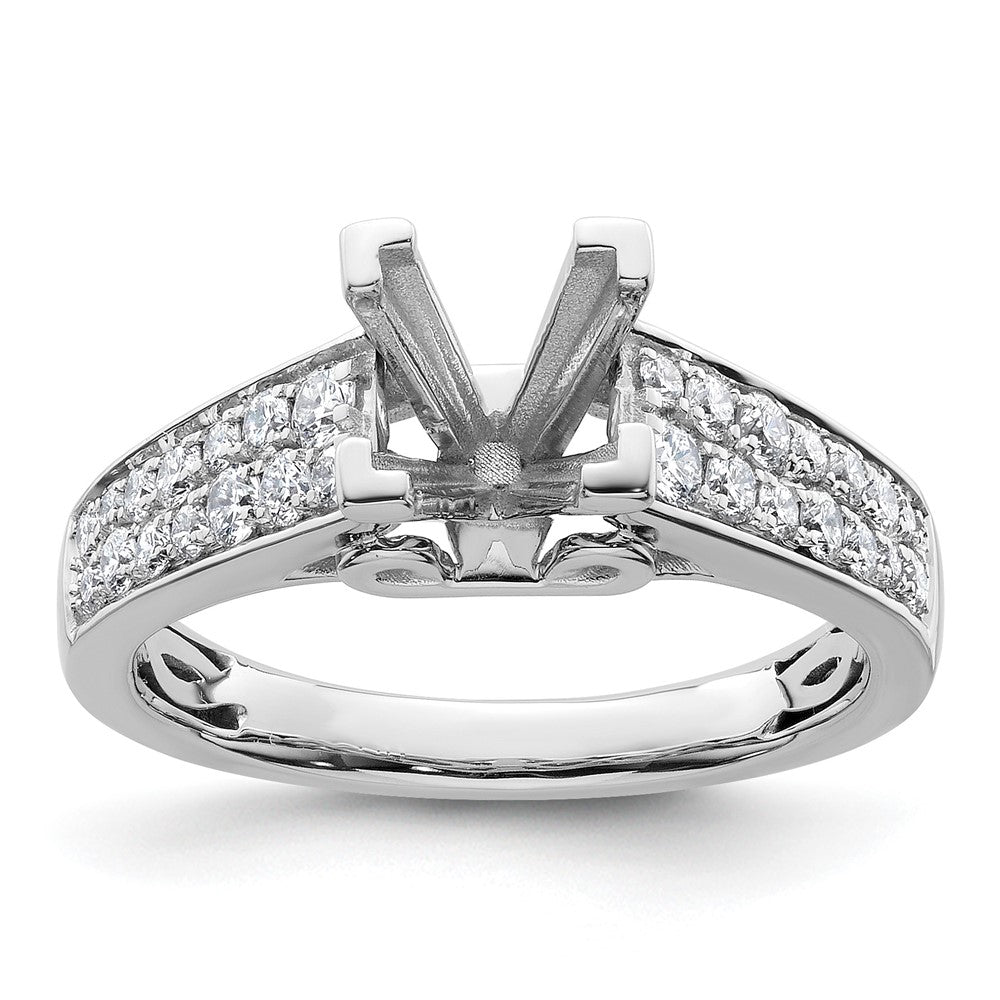 14K White Gold 1/2 carat Lab Grown Diamond VS/SI+ G+ 1 1/4 carat Princess Center Semi Mount Engagement Ring