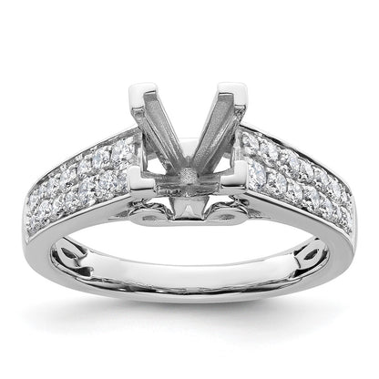 14K White Gold 1/2 carat Lab Grown Diamond VS/SI+ G+ 1 1/4 carat Princess Center Semi Mount Engagement Ring