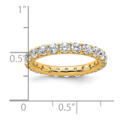 14K Yellow Gold Polished Size 6 U-Shared Prong 2 carat Diamond Complete Eternity Wedding Band Ring