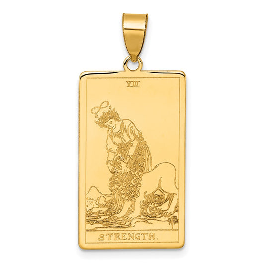 14K Yellow Gold Strength Tarot Card Pendant
