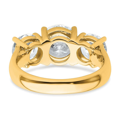 True Origin 14K Yellow Gold 4 carat Lab Grown Diamond VS+ F+ Complete Round Three Stone Ring