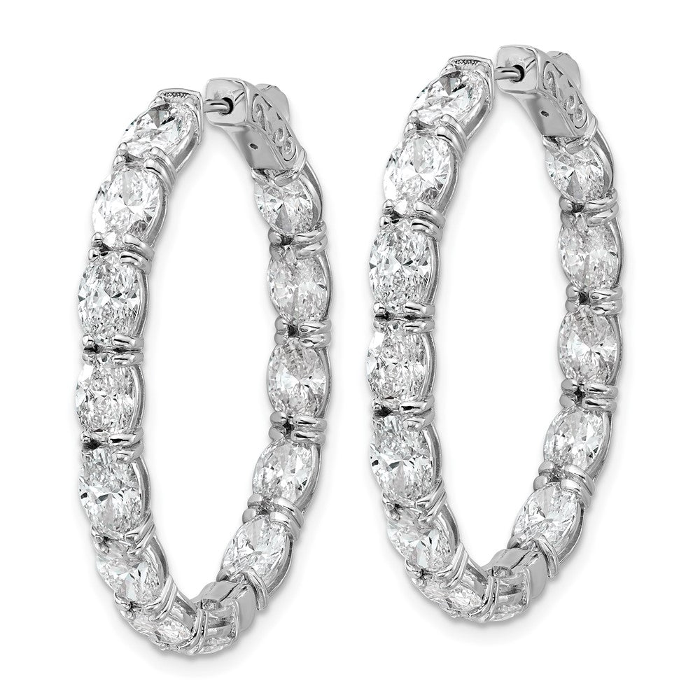 14K White Gold 8 5/8 carat Lab Grown Diamond VS+ F+ Oval and Round Complete In and Out Hoop Earrings