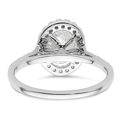 14K White Gold Halo (Holds 2 carat (8.5x6.5mm) Oval Center) 1/3 carat Diamond Semi-mount Engagement Ring
