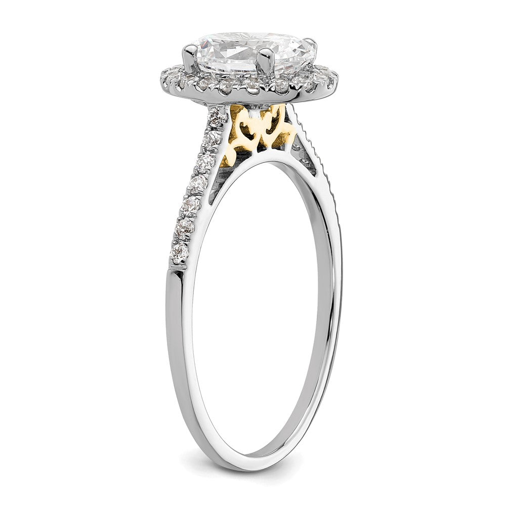 14K Two-Tone Gold Two-tone Halo (Holds 1.5 carat (8x6mm) Oval Center) 1/3 carat Diamond Semi-mount Engagement Ring