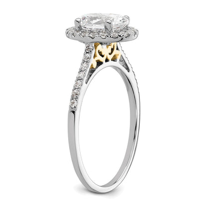 14K Two-Tone Gold Two-tone Halo (Holds 1.5 carat (8x6mm) Oval Center) 1/3 carat Diamond Semi-mount Engagement Ring