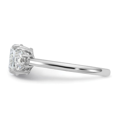 14K White Gold 1 3/8 carat Certified Lab Grown Diamond VS/SI+ G+ Complete Oval and Half Moon Three Stone Engagement Ring