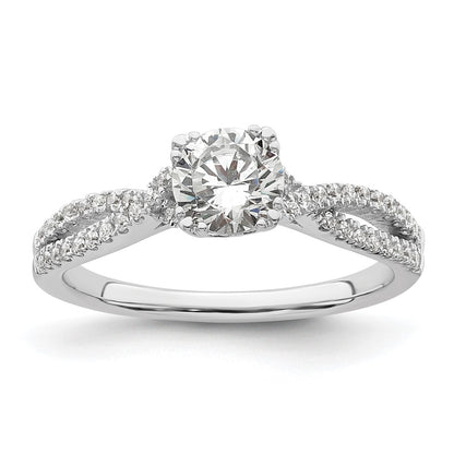 14K White Gold Criss-Cross (Holds 3/4 carat (5.8mm) Round Center) 1/5 carat Diamond Semi-Mount Engagement Ring