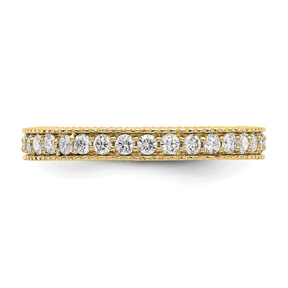 14K Yellow Gold Polished 3/4CT Milgrain Edge Diamond Eternity Wedding Band Ring